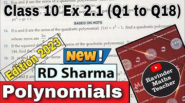 RD Sharma Solutions Class 10 Chapter 2 Polynomials Ex 2.1 Q1 to Q18 From Latest Edition Book 2023