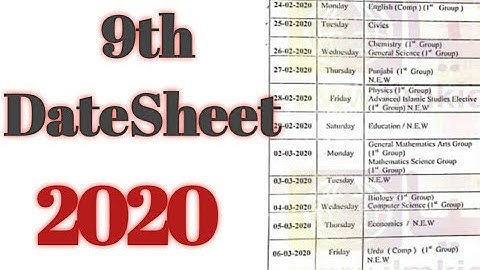9th class DateSheet 2020