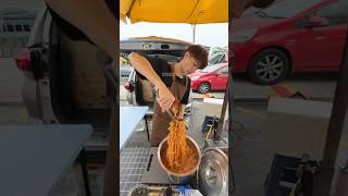Hot and Spicy Korean Noodles in Night Market Kuala Lumpur, Malaysia