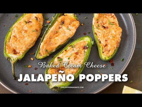 Baked Cream Cheese Stuffed Jalapeno Poppers -- Chili Pepper Madness