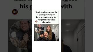 💇♂️ Boyfriend grew his hair for 4 years to make a wig for his girlfriend with alopecia ❤️#shorts