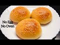 Burger Bun Recipe | Best Eggless Hamburger Buns | Homemade Soft Burger Bun Without Oven