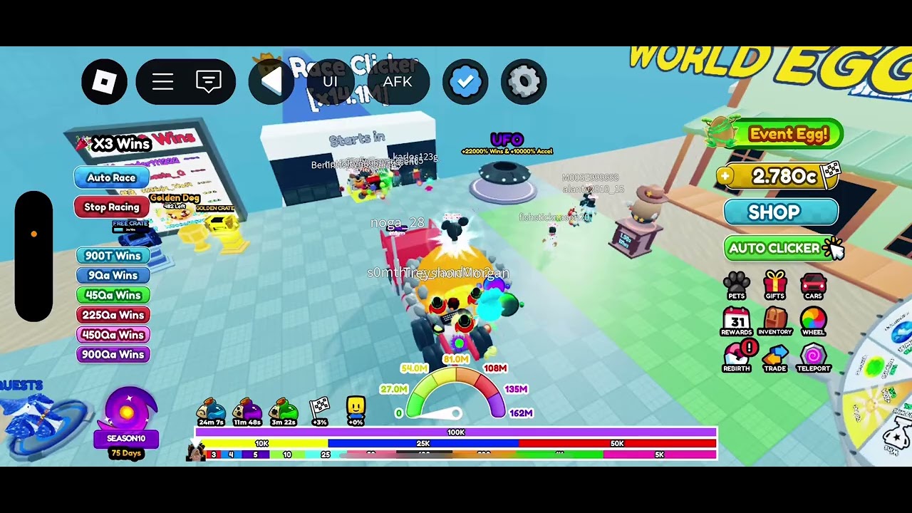 Racing some fast people in race clicker