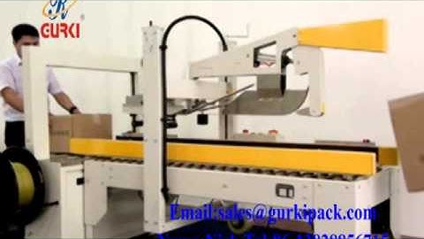 carton flaps folding case sealer with strapping machine from china