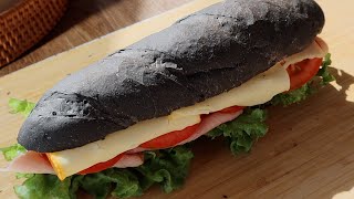 바삭한 크랙과 쫄깃한 식감의 손반죽 오징어먹물 바게트 🥖🖤 Crusty Homemade Baguatte with Squid Ink