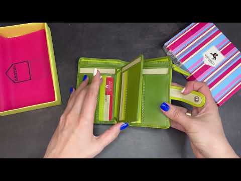 Зеленый женский кошелек из натуральной кожи Visconti RB51 LIME M Fiji c RFID video