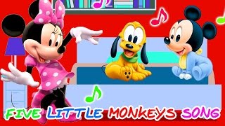 Five Little Mickey Mouse Clubhouse Baby Friends Jumping on the Bed