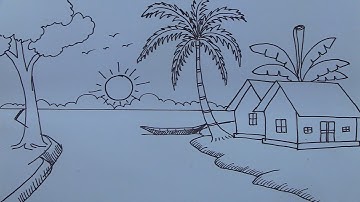 How to Draw a Village Scenery || গ্রামের দৃশ্য অংকন || आसान गांव के दृश्य आरेखण