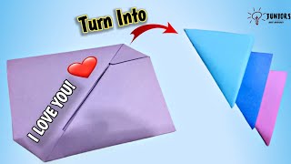 How to Make an ENVELOPE that Turn into TRIANGLE Shape/Without Glue & Tape/Triangle Envelope A4 Paper