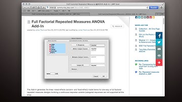 Using the JMP Repeated Measures Add-In for Factorial Repeated Measures (setup) (Module 2 9 2)