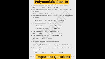 Polynomials|CLASS 10|NCERT and Exemplar| Important questions|For CBSE Board exam