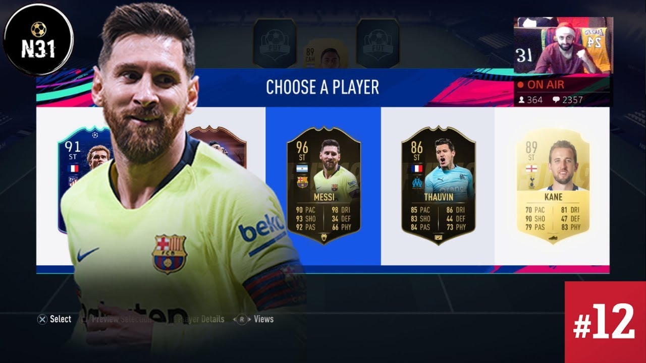 Fifa 19 fut draft 12 messi 96 youtube
