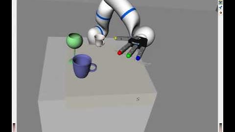 robot organizing objects on a table top (simulation)
