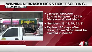 $90,000 Nebraska Pick 5 winning ticket sold in Grand Island