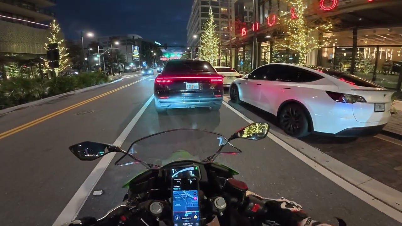 Ninja 500 | Night Ride Around the City | Raw Audio