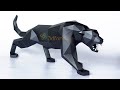 How to make black panther paper craft  low poly papercraft panther  step by step