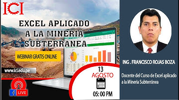 🔴WEBINAR GRATIS: EXCEL APLICADO A LA MINERÍA SUBTERRÁNEA