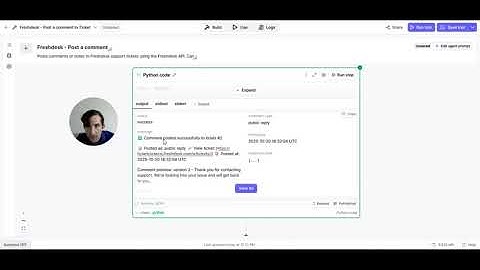 Comment in Freshdesk Ticket from Relevance AI Agent Tool