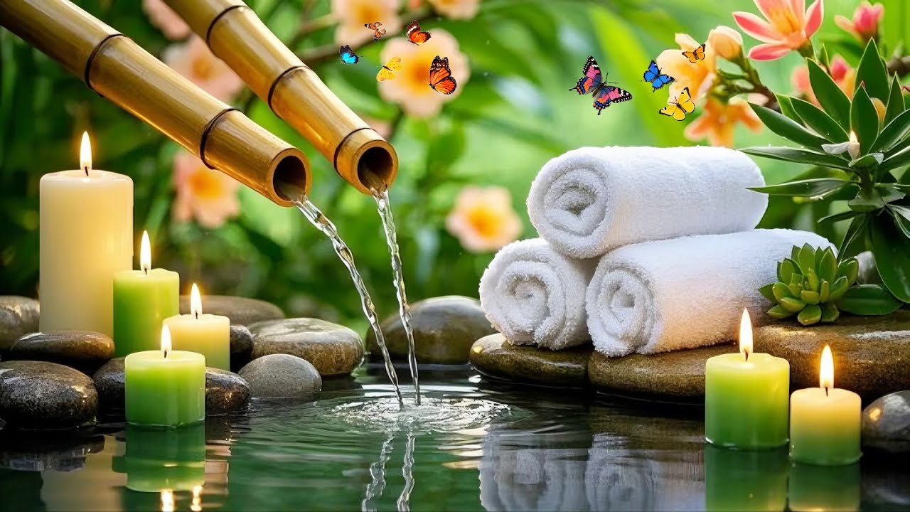 Bamboo Water Fountain Ambience for Meditation 🌿Deep Sleep Nature Sounds, Spa Instrumental Relaxation