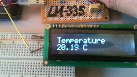 LM335 Temperature Sensor, Arduino Mega, SerLCD 2.5