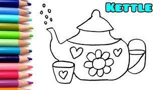 How To Draw A Kettles Very Cute 4 Kids, Tutorial