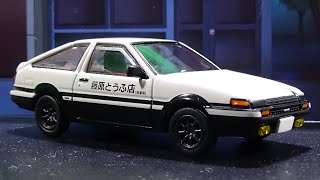 1/64サイズだけど作りが細かい！エンジンも付属 トヨタ スプリンター トレノ GT APEX (AE86) 頭文字D / 4A-GE ディスプレイモデル付き