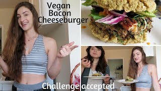 VEGAN BACON CHEESEBURGER ! RECREATED MEAL- CHALLENGE ACCEPTED !