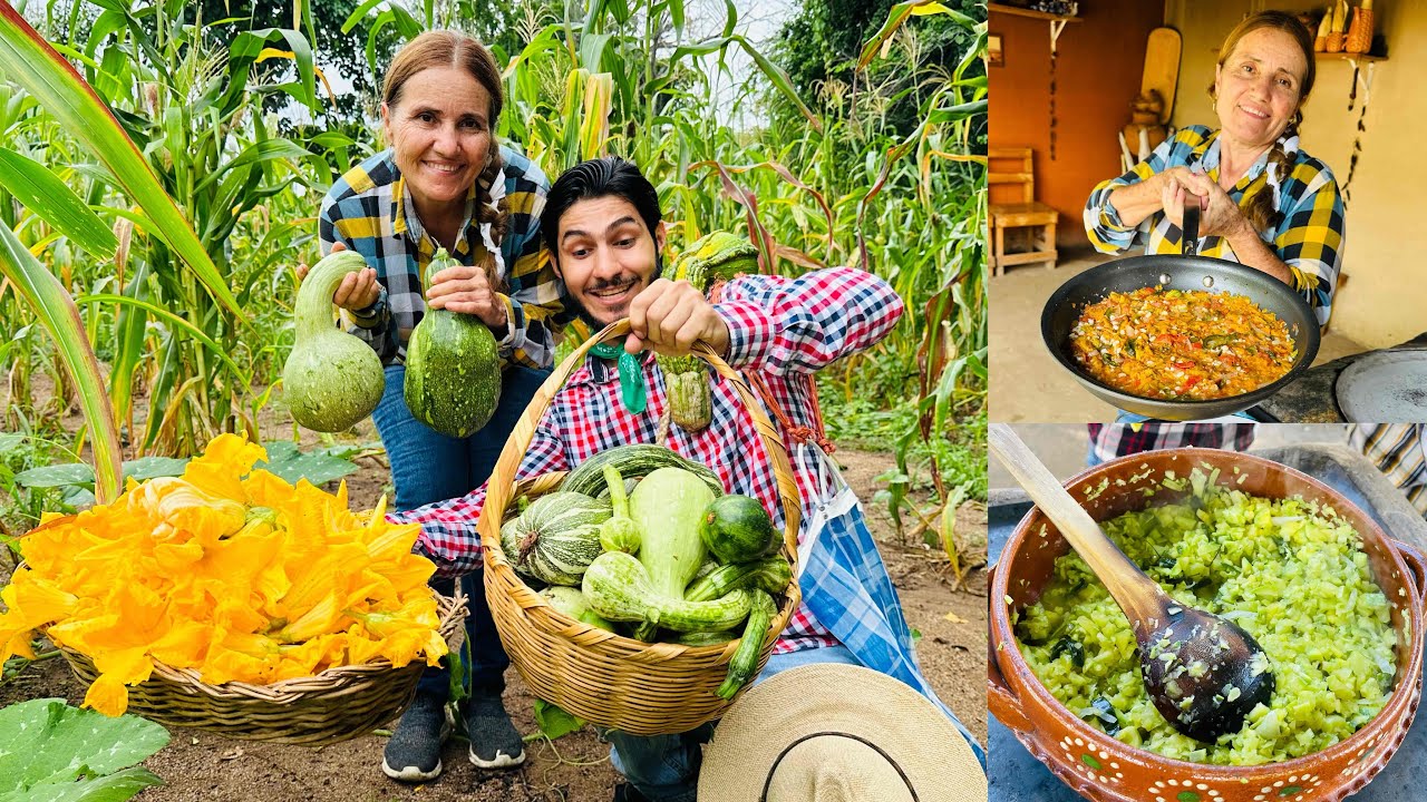 Corte de la FLOR y CALABACITAS Tiernas | Haciendo COLACHE y Guiso de Flor de Calabaza…