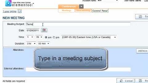 Set Web Meeting Using Elementool