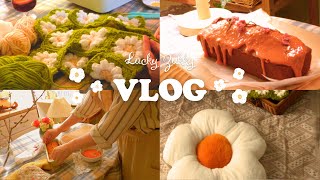 【vlog】私の春の過ごし方お部屋でも桜を楽しむ桜のパウンドケーキと編み物