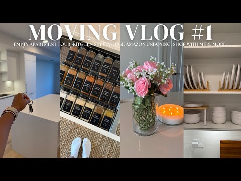 MOVING VLOG EP. 1 | EMPTY APARTMENT TOUR, SET UP MY KITCHEN WITH ME, HUGE AMAZON UNBOXING + MORE