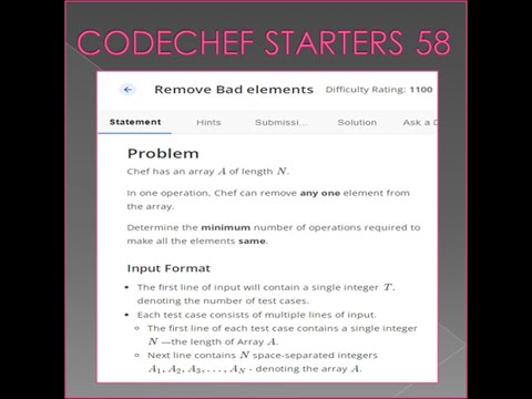 CODECHEF - Starters 58 Contest - Remove Bad Elements Problem - Explanation with Solution in Tamil