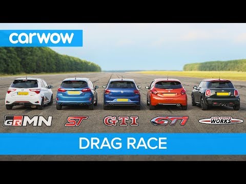 Polo GTI vs Fiesta ST vs Yaris GRMN vs MINI JCW vs 208 GTI - DRAG RACE and ROLLING RACE