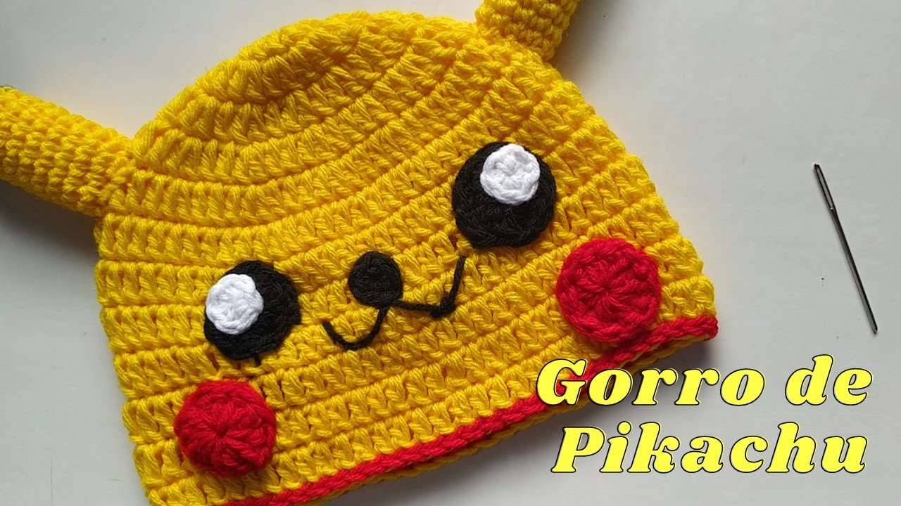 Gorro de PIKACHU para niños Crochet principiantes ideal para vender!!!