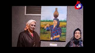 الفنانة جيهان ربيع توجه الشكر للدكتور مجدى صابر من داخل  معرضها  حدوتة مصرية