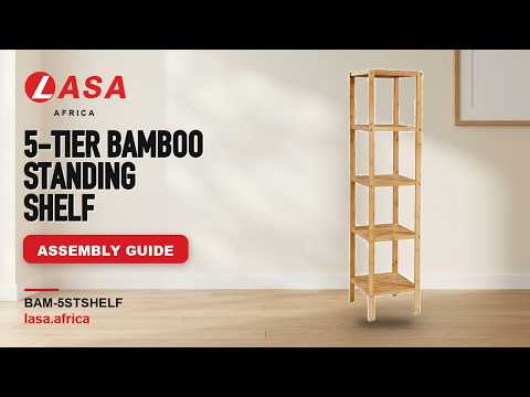 5-Tier Slim Bamboo Standing Shelf (33cm Wide), Brown – Assembly