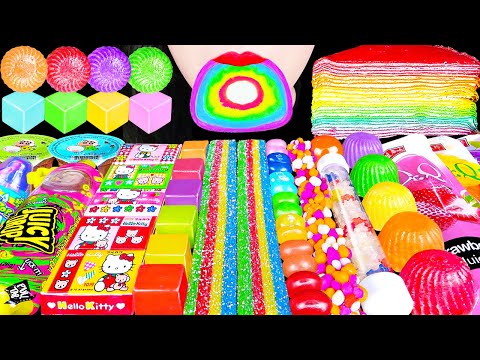 ASMR RAINBOW DESSERTS KOHAKUTO SNACK JELLY 무지개 디저트, 유니콘팝, 과일 코하쿠토, 레인보우 젤리 먹방 EATING SOUNDS MUKBANG