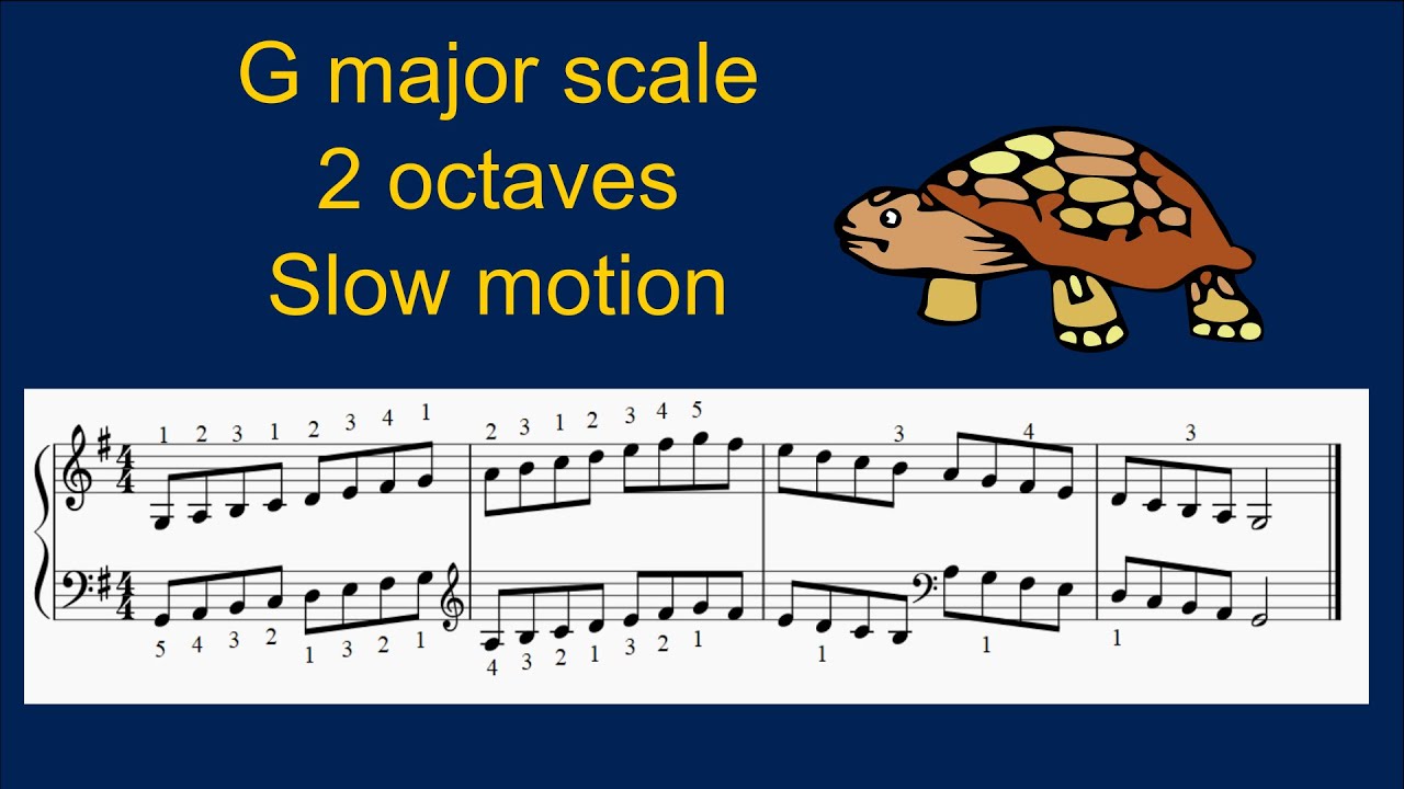 G major scale 2 octaves, slow motion #pianotutorial - YouTube