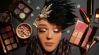 ASMR Sunset Glam Gold Makeup ( whispered , beast sparkle , YSL, Guerlain , Huda , Nabla )