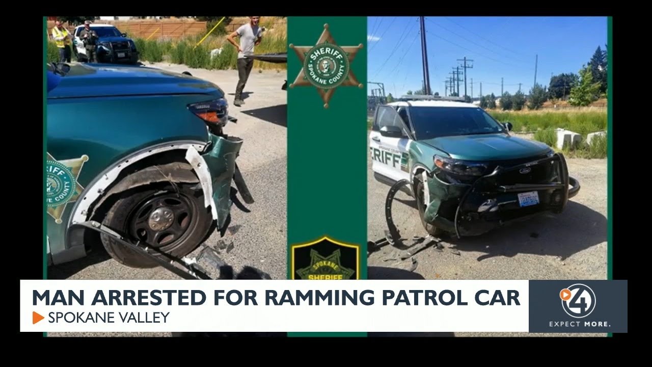 Man arrested for ramming patrol car - YouTube