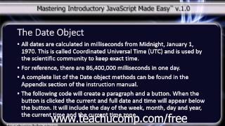JavaScript Training Tutorial The Date Object