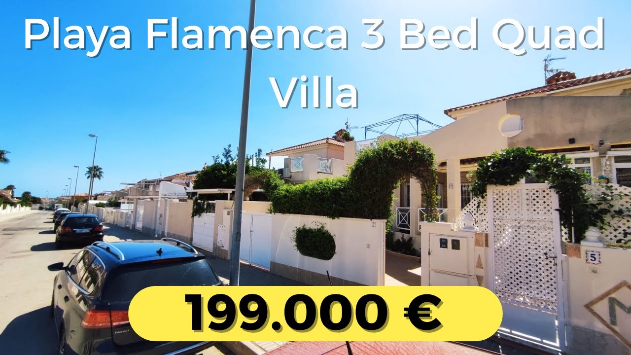 Reserved €199,000 Playa Flamenca Villa for Sale – 3 Bed 2 Bath Quad with Community Pool