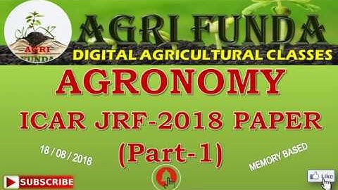 ICAR JRF Agronomy 2018 Paper (Part-1)