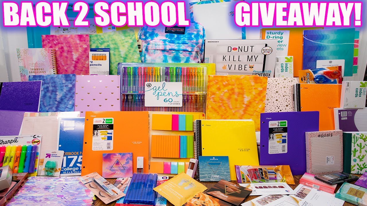 HUGE BACK TO SCHOOL GIVEAWAY 1 School supplies, Makeup & more YouTube