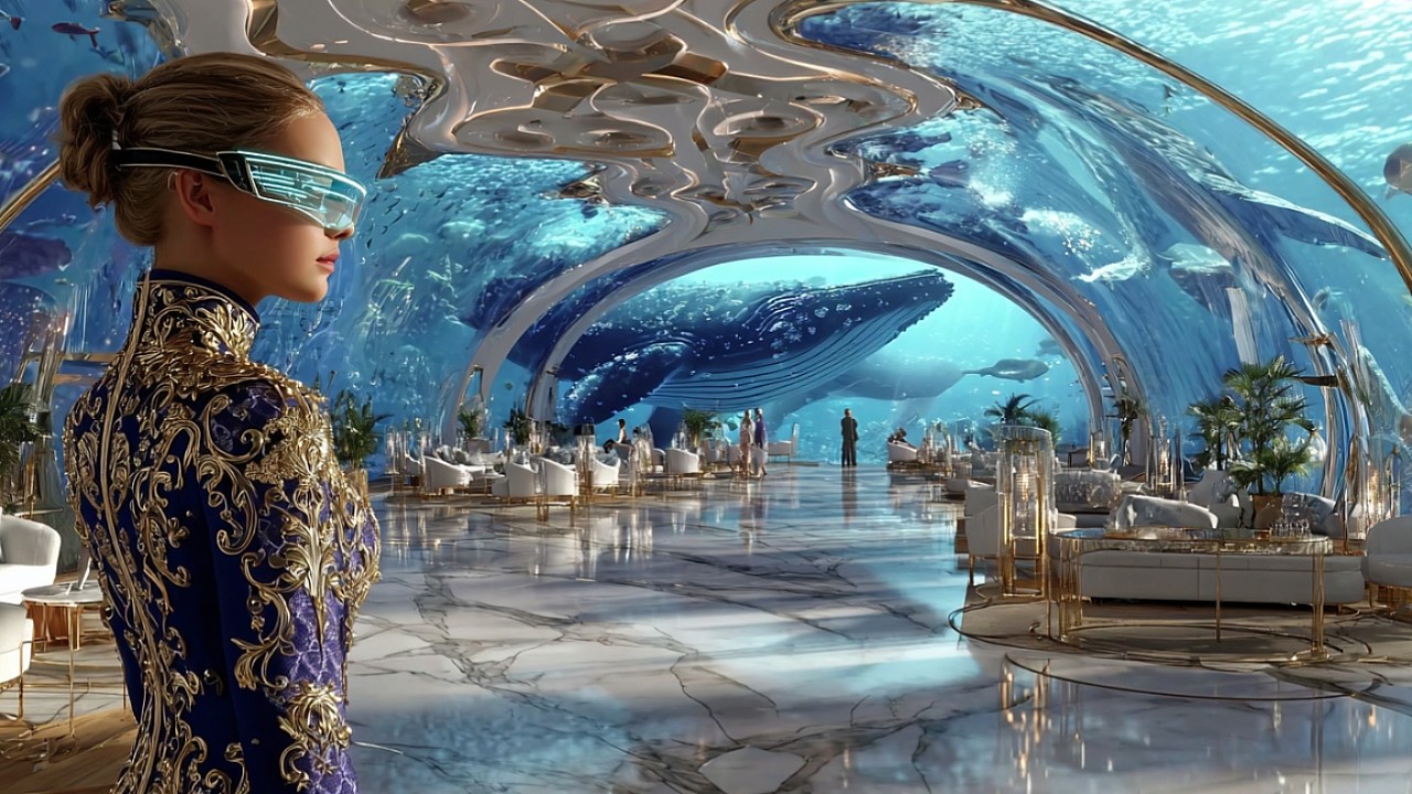 Peaceful Underwater Smart City 2200 | 1 Hour Sci-Fi Ambient (Relax • Focus • Sleep)