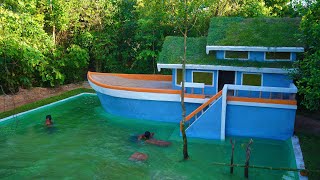 Awesome Build two stories Modern Boat Villa House & Beautiful Pool in the mountains ( Full Video )