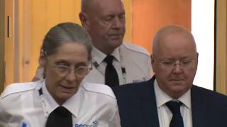 Peter Murrell appears in court in handcuffs ahead of sentencing