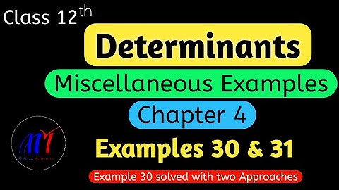 Chapter 4 Determinants ( Miscellaneous Examples 30 & 31 ) Class 12 Maths | NCERT Solutions
