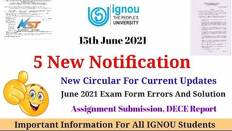 IGNOU की 5 बड़ी Updates || New Notice And Circular || June 2021 TEE || DECE Report || All News