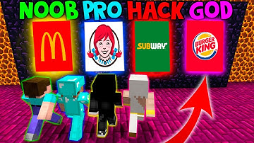 NOOB vs PRO vs HACKER vs GOD : SECRET FASTFOOD PORTAL CHALLENGE in MINECRAFT ! AMV SHORT Animation
